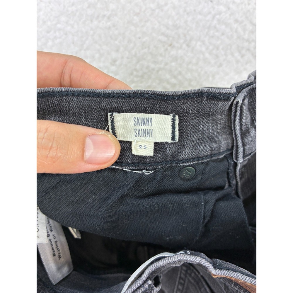 Madewell Womens 25 Skinny Skinny Jeans‎ Black Wash Distressed Denim Style B1799 - Picture 11 of 16